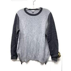 Talbots Woman Sweater Wool Blend Gray Black Pullover Zipper Detail Womens Size X